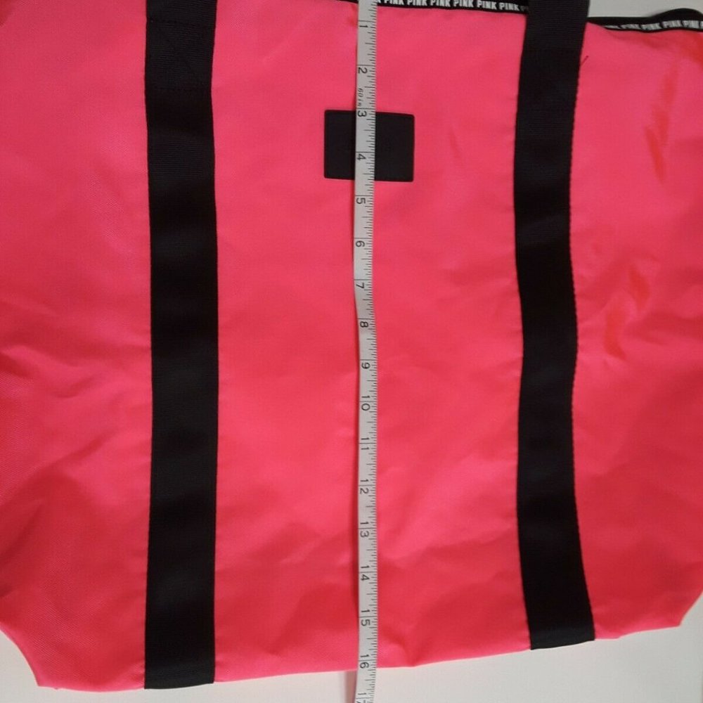PINK tote Large Bag, Black and Pink zip Closure womens - Picture 8 of 9